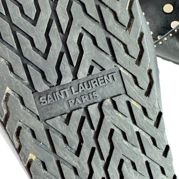 SAINT LAURENT Black Leather Jimmy Stud Straps Slides Women Made in Italy 41-10US - Picture 13 of 13
